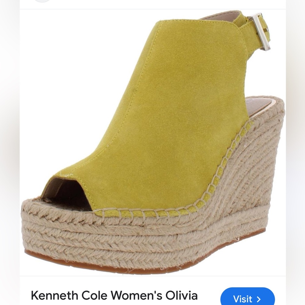 Excellent condition, Kenneth Cole, Yellow wedges! Size 7.5